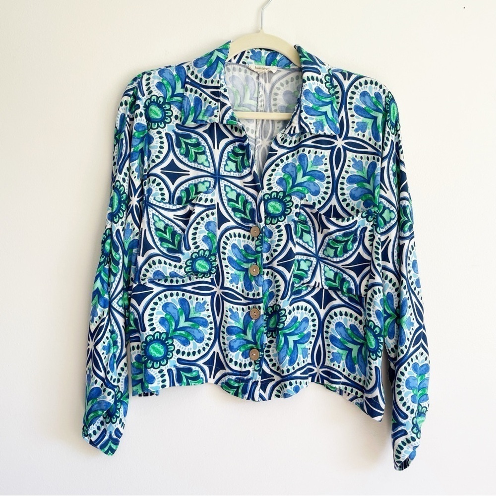 Haute Hippie extra large blouse floral printed pattern button down long sleeve